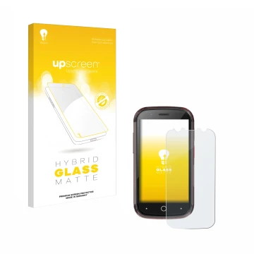 Vorderseite einer Produktverpackung mit dem Markenlogo upscreen. Daneben ist das Gerät Unihertz Jelly Star mit dem zugehörigen