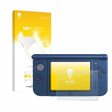 Vorderseite einer Produktverpackung mit dem Markenlogo upscreen. Daneben ist das Gerät Nintendo New 3DS XL (Unteres Display) m