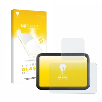 Vorderseite einer Produktverpackung mit dem Markenlogo upscreen. Daneben ist das Gerät GoPro Hero 12 Black mit dem zugehörigen