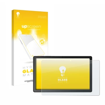 Vorderseite einer Produktverpackung mit dem Markenlogo upscreen. Daneben ist das Gerät Telekom T Tablet mit dem zugehörigen Di