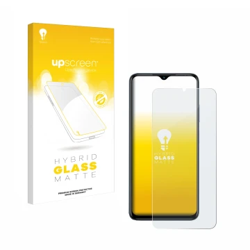 Vorderseite einer Produktverpackung mit dem Markenlogo upscreen. Daneben ist das Gerät Infinix Hot 30i mit dem zugehörigen Dis