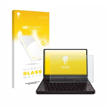 Vorderseite einer Produktverpackung mit dem Markenlogo upscreen. Daneben ist das Gerät GPD Win Max 2 2023 mit dem zugehörigen 