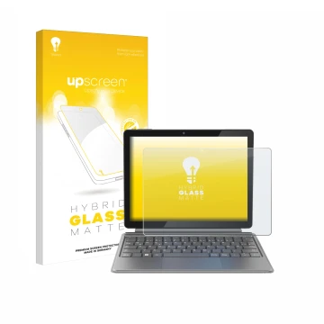 Vorderseite einer Produktverpackung mit dem Markenlogo upscreen. Daneben ist das Gerät Alldocube iWork 20 Pro mit dem zugehöri