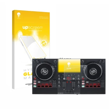 Vorderseite einer Produktverpackung mit dem Markenlogo upscreen. Daneben ist das Gerät Numark Mixstream Pro+ mit dem zugehörig