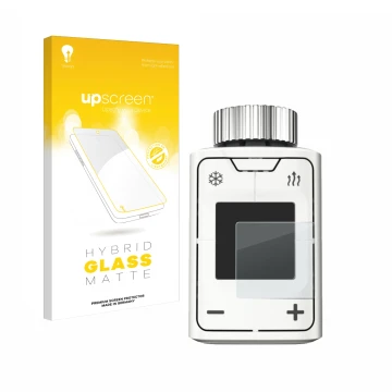 Vorderseite einer Produktverpackung mit dem Markenlogo upscreen. Daneben ist das Gerät AVM FRITZ!DECT 302 mit dem zugehörigen 