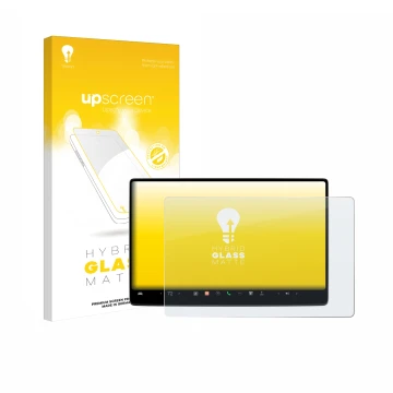 Vorderseite einer Produktverpackung mit dem Markenlogo upscreen. Daneben ist das Gerät Tesla Model 3 2024 mit dem zugehörigen 