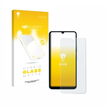 Vorderseite einer Produktverpackung mit dem Markenlogo upscreen. Daneben ist das Gerät Xiaomi Redmi 13C mit dem zugehörigen Di