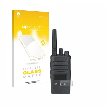 Vorderseite einer Produktverpackung mit dem Markenlogo upscreen. Daneben ist das Gerät Motorola XT460 mit dem zugehörigen Disp