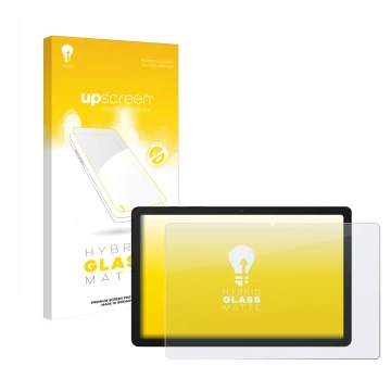 Vorderseite einer Produktverpackung mit dem Markenlogo upscreen. Daneben ist das Gerät Samsung Galaxy Tab A9 Plus 5G mit dem z