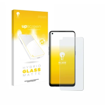 Vorderseite einer Produktverpackung mit dem Markenlogo upscreen. Daneben ist das Gerät Oppo Reno 8T mit dem zugehörigen Displa