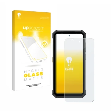 Vorderseite einer Produktverpackung mit dem Markenlogo upscreen. Daneben ist das Gerät Ulefone Armor 24 mit dem zugehörigen Di