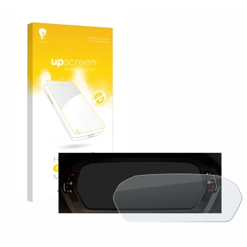 Vorderseite einer Produktverpackung mit dem Markenlogo upscreen. Daneben ist das Gerät Audi A3 2023 Virtual cockpit mit dem zu