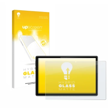 Vorderseite einer Produktverpackung mit dem Markenlogo upscreen. Daneben ist das Gerät Doogee U10 mit dem zugehörigen Displays