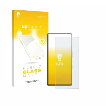 Vorderseite einer Produktverpackung mit dem Markenlogo upscreen. Daneben ist das Gerät ZTE Nubia Red Magic 9 Pro mit dem zugeh