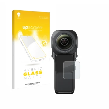 Vorderseite einer Produktverpackung mit dem Markenlogo upscreen. Daneben ist das Gerät Insta360 One RS 1-Zoll 360 mit dem zuge