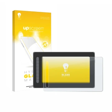 Vorderseite einer Produktverpackung mit dem Markenlogo upscreen. Daneben ist das Gerät XP-Pen Artist 12 (2. Gen.) mit dem zuge