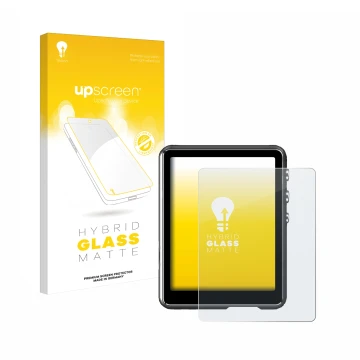 Vorderseite einer Produktverpackung mit dem Markenlogo upscreen. Daneben ist das Gerät Mechen M3 mit dem zugehörigen Displaysc