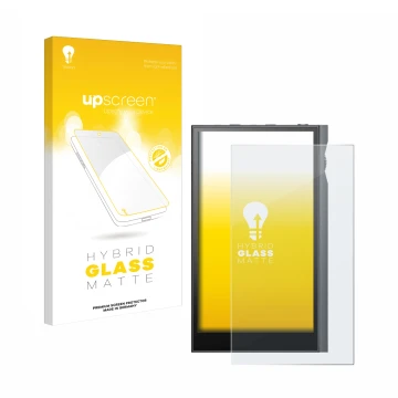 Vorderseite einer Produktverpackung mit dem Markenlogo upscreen. Daneben ist das Gerät Astell&Kern Kann Ultra mit dem zugehöri