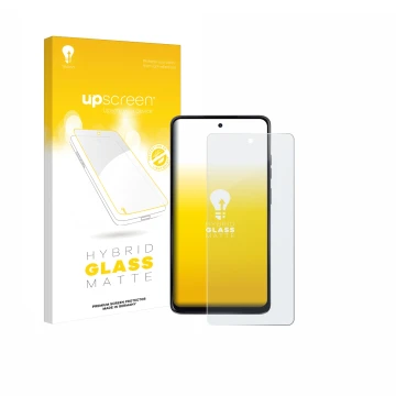 Vorderseite einer Produktverpackung mit dem Markenlogo upscreen. Daneben ist das Gerät Motorola Moto G24 mit dem zugehörigen D