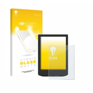 Vorderseite einer Produktverpackung mit dem Markenlogo upscreen. Daneben ist das Gerät Vivlio Light mit dem zugehörigen Displa