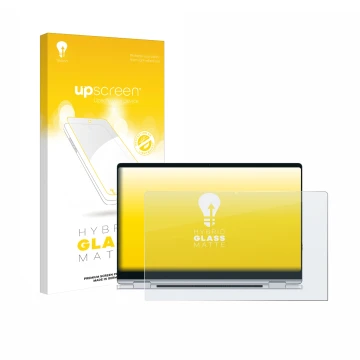 Vorderseite einer Produktverpackung mit dem Markenlogo upscreen. Daneben ist das Gerät Samsung Galaxy Book4 360 15.6