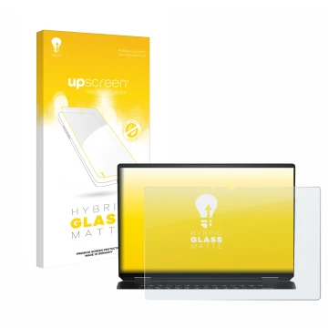 Vorderseite einer Produktverpackung mit dem Markenlogo upscreen. Daneben ist das Gerät HP Spectre x360 16