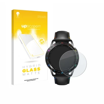 Vorderseite einer Produktverpackung mit dem Markenlogo upscreen. Daneben ist das Gerät Xiaomi Watch S3 mit dem zugehörigen Dis
