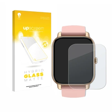Vorderseite einer Produktverpackung mit dem Markenlogo upscreen. Daneben ist das Gerät Sross Smartwatch 1.83