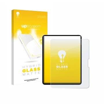 Vorderseite einer Produktverpackung mit dem Markenlogo upscreen. Daneben ist das Gerät Apple iPad Pro 13