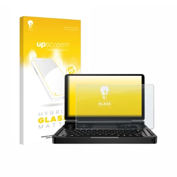 Vorderseite einer Produktverpackung mit dem Markenlogo upscreen. Daneben ist das Gerät GPD Win Mini (2024) mit dem zugehörigen