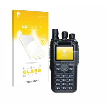 Vorderseite einer Produktverpackung mit dem Markenlogo upscreen. Daneben ist das Gerät AnyTone AT-D878UV II Plus mit dem zugeh