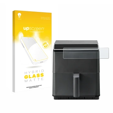 Vorderseite einer Produktverpackung mit dem Markenlogo upscreen. Daneben ist das Gerät Cosori CAF-P583S mit dem zugehörigen Di