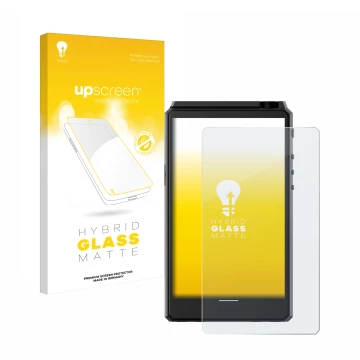 Vorderseite einer Produktverpackung mit dem Markenlogo upscreen. Daneben ist das Gerät Hiby R6 III mit dem zugehörigen Display