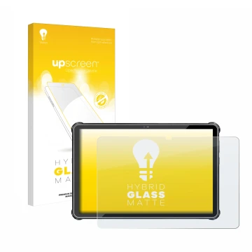 Vorderseite einer Produktverpackung mit dem Markenlogo upscreen. Daneben ist das Gerät Oukitel RT6 mit dem zugehörigen Display