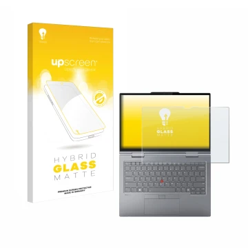 Vorderseite einer Produktverpackung mit dem Markenlogo upscreen. Daneben ist das Gerät Lenovo ThinkPad X1 2-in-1 Gen 9 14