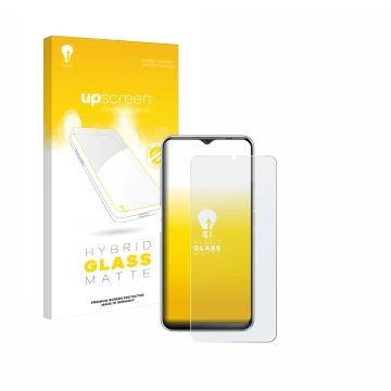 Vorderseite einer Produktverpackung mit dem Markenlogo upscreen. Daneben ist das Gerät Emporia ME.6 mit dem zugehörigen Displa
