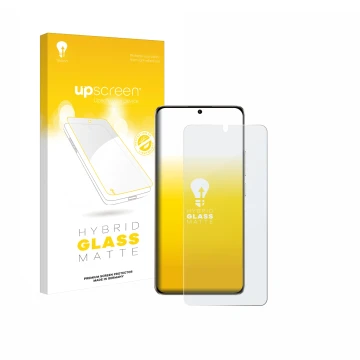Vorderseite einer Produktverpackung mit dem Markenlogo upscreen. Daneben ist das Gerät Xiaomi Redmi Turbo 3 mit dem zugehörige