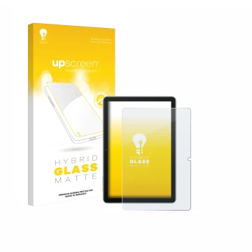 Vorderseite einer Produktverpackung mit dem Markenlogo upscreen. Daneben ist das Gerät Blackview Tab 70 mit dem zugehörigen Di