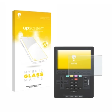 Vorderseite einer Produktverpackung mit dem Markenlogo upscreen. Daneben ist das Gerät Polyend Tracker Mini mit dem zugehörige