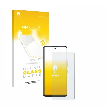 Vorderseite einer Produktverpackung mit dem Markenlogo upscreen. Daneben ist das Gerät Infinix GT 20 Pro mit dem zugehörigen D