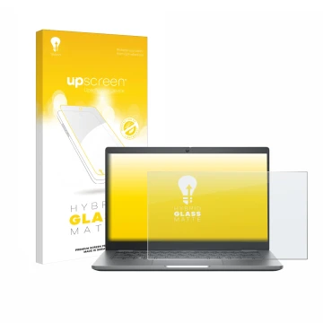 Vorderseite einer Produktverpackung mit dem Markenlogo upscreen. Daneben ist das Gerät Dell Latitude 5350 Laptop mit dem zugeh