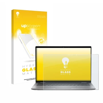 Vorderseite einer Produktverpackung mit dem Markenlogo upscreen. Daneben ist das Gerät Dell Latitude 7450 2-in-1 mit dem zugeh