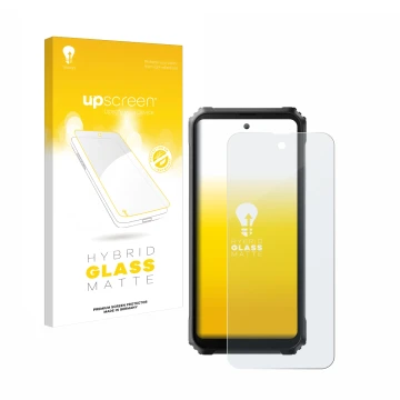 Vorderseite einer Produktverpackung mit dem Markenlogo upscreen. Daneben ist das Gerät Blackview BL9000 mit dem zugehörigen Di