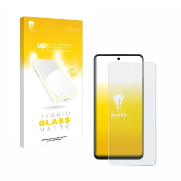 Vorderseite einer Produktverpackung mit dem Markenlogo upscreen. Daneben ist das Gerät Oppo A60 mit dem zugehörigen Displaysch