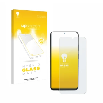 Vorderseite einer Produktverpackung mit dem Markenlogo upscreen. Daneben ist das Gerät Doogee N55 Pro mit dem zugehörigen Disp