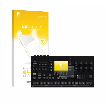 Vorderseite einer Produktverpackung mit dem Markenlogo upscreen. Daneben ist das Gerät Elektron Octatrack MKII mit dem zugehör