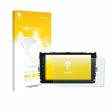 Vorderseite einer Produktverpackung mit dem Markenlogo upscreen. Daneben ist das Gerät Dynavin D9-T6 mit dem zugehörigen Displ