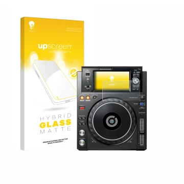 Vorderseite einer Produktverpackung mit dem Markenlogo upscreen. Daneben ist das Gerät Pioneer XDJ -1000MK2 mit dem zugehörige