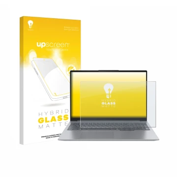 Vorderseite einer Produktverpackung mit dem Markenlogo upscreen. Daneben ist das Gerät Lenovo ThinkBook 16 Gen 7 mit dem zugeh