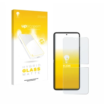 Vorderseite einer Produktverpackung mit dem Markenlogo upscreen. Daneben ist das Gerät Blackview Hero 10 (Vorderes Display) mi